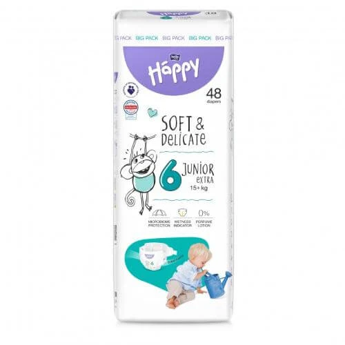 Bella Baby Happy Soft & Delicate Junior Extra 6 Scutece 15+kg, 48pcs