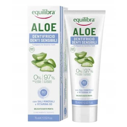 Equilibra Sensitive pastă de dinți pentru dinți și gingii sensibile - gel de aloe vera, 75ml