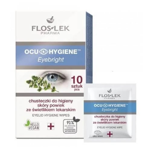 FLOS-LEK OCU HYGIENE Șervețele pentru îngrijirea pielii pleoapelor, 10 bucăți