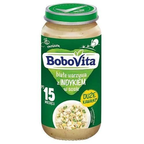 BoboVita Legume albe cu curcan în sos 15m+, 250 g