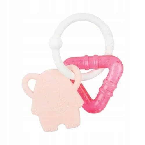 NATTOU Silicon teether și suzetă de răcire Elefant roz, 1 buc