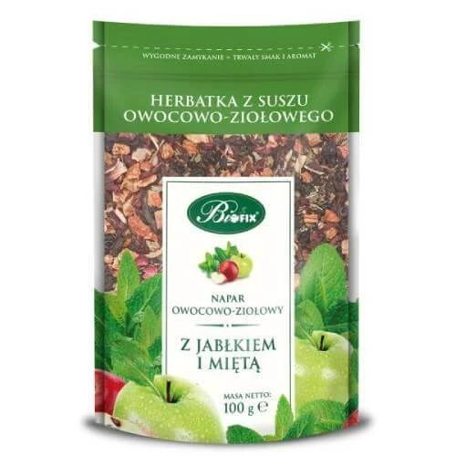 BiFix Infuzie de fructe și plante cu măr și mentă, 100g