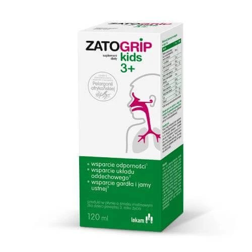 Zatogrip Kids 3+ sirop cu aromă de zmeură, 120 ml