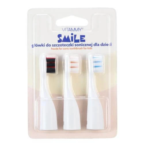 VITAMMY SMILE sfaturi periuță de dinți sonică pentru copii 3+ set: urs polar, pisică neagră, câine, 3 buc.