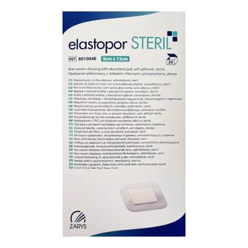ELASTOPOR STERIL pansament adeziv steril nețesut cu tampon absorbant 8x15cm, 30 buc