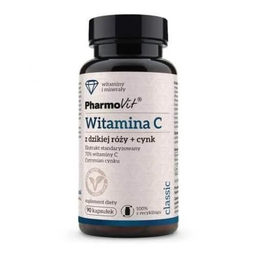 PHARMOVIT Vitamina C rosehip + zinc, 90 capsule