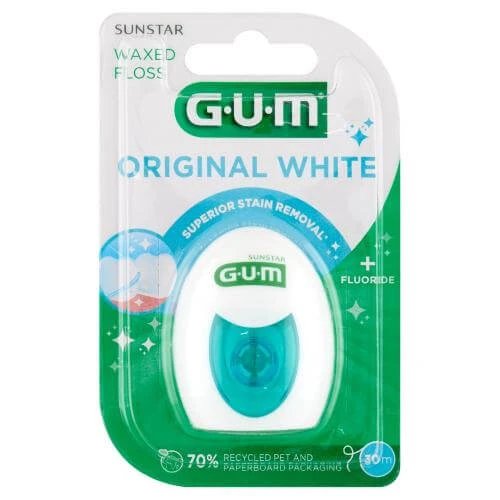 Sunstar GUM Original White + Fluoride ață dentară