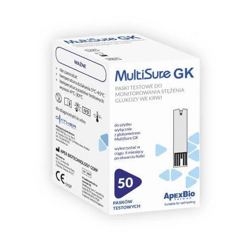 DIATHER MultiSure GK Benzi de testare pentru monitorizarea glicemiei, 50 buc