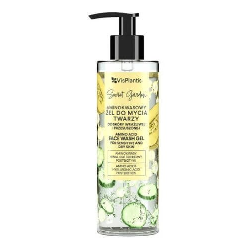 Gel de spălare a feței cu aminoacizi Vis Plantis Secret Garden pentru piele sensibilă și uscată, 200ml