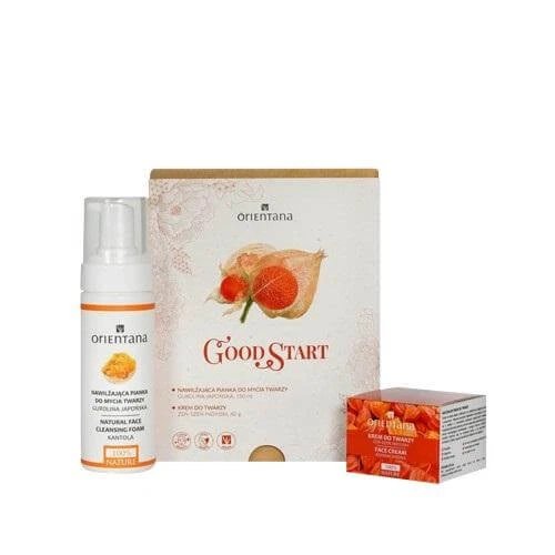 Orientana Good Start Kit Cremă de față Ginseng indian, 40g + Spălare hidratantă pentru față Gălbenele japoneze, 150ml