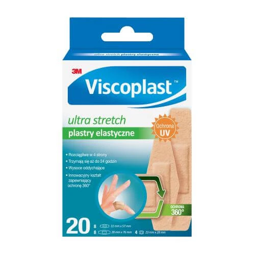 Pansamente elastice VISCOPLAST Ultra Stretch, 20 bucăți