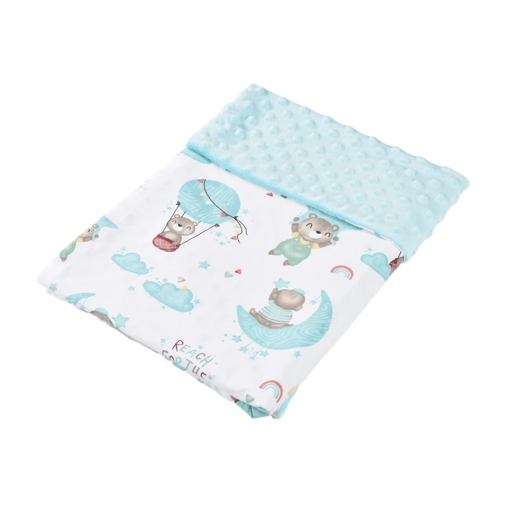 Paturica din plus minky si bumbac, 80 x 80 cm, Ursuleti in Balon, Fic Baby