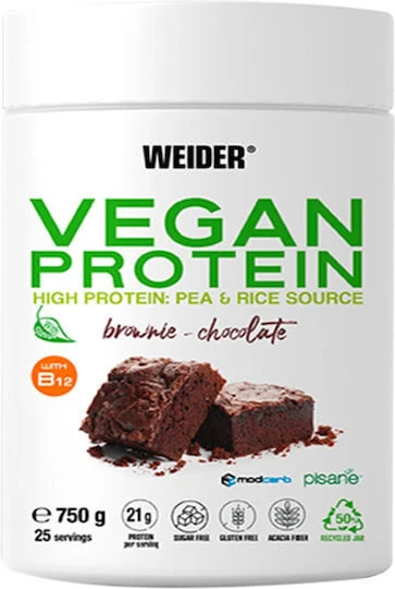 Weider Vegan Protein Fără Gluten & Lactoză cu Aromă Brownie cu ciocolată 750gr