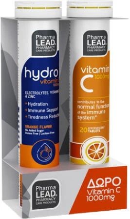 Pharmalead Promo Hydro Energy Electroliti Lămâie 20 Comprimate Efervescente & Vitamina C 1000mg Portocală 20 Comprimate Efervescente