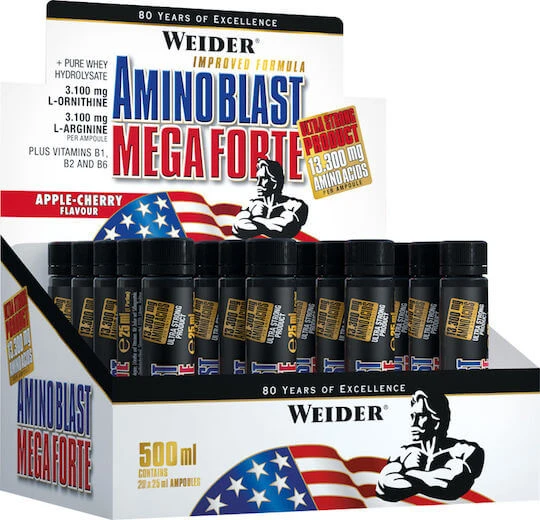 Weider Amino Blast Mega Forte 20 x 25ml Cireșe Apple