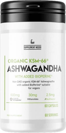 Supplement Needs Organic KSM-66 Ashwagandha 600mg 60 capace