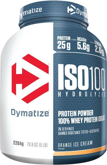 Dymatize ISO 100 Hydrolyzed Proteină Din Zer Fără gluten cu Aromă Înghețată de portocale 2.264kg