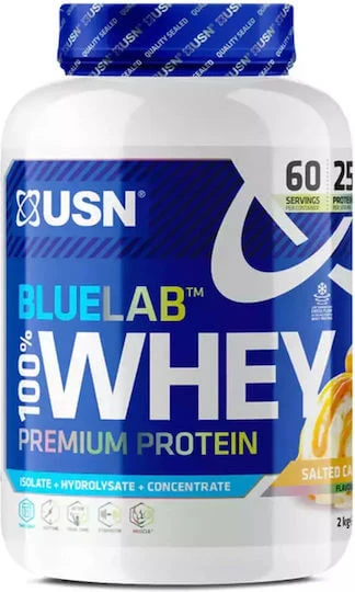 USN BlueLab 100% Whey Premium Proteină Din Zer cu Aromă Caramel sărat 2kg
