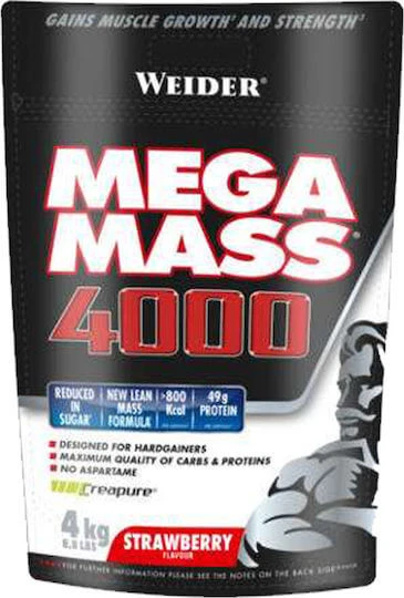 Weider Mega Mass 4000 cu Creatină & Aromă Căpșuni 4kg