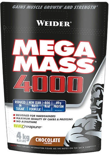 Weider Mega Mass 4000 cu Creatină & Aromă Ciocolata 4kg