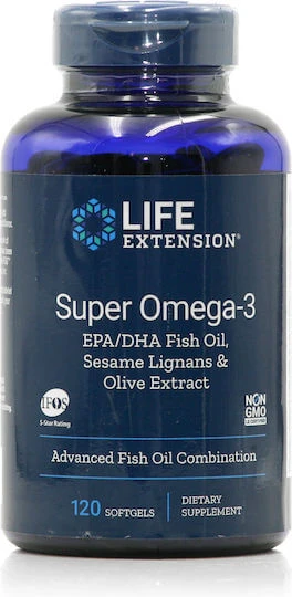 Life Extension Super Omega 3 Ulei de pește EPA/DHA Fish Oil Ulei de pește Lignani de susan și extract de măsline 120 softgels