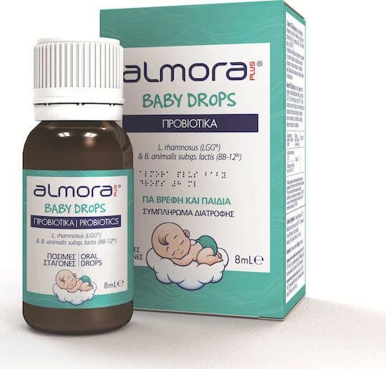 almora PLUS® Baby Drops Probiotice pentru Bebeluși în picături pentru ameliorarea colicilor bebelușilor și sănătatea tractului gastro-intestinal 8ml