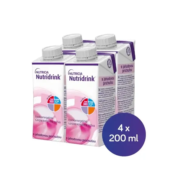 Nutridrink cu aromă de căpșuni 4x200 ml, băutură în scop medical
