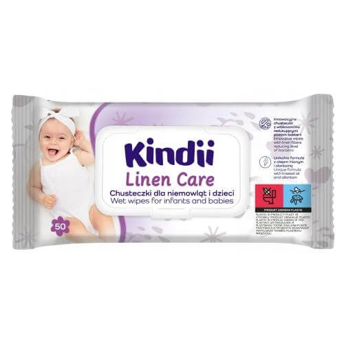 KINDII Linen care Șervețele umede pentru bebeluși și copii, 50pcs