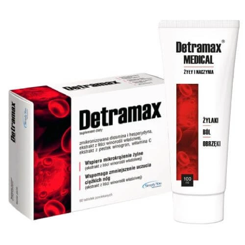Set Detramax, 60 comprimate + Detramax Medical Veins and Vascular Gel, 100ml