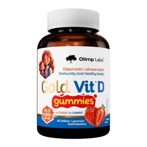 Olimp Gold Vit D Vitamina D Jeleu cu aromă de căpșuni, 60 buc