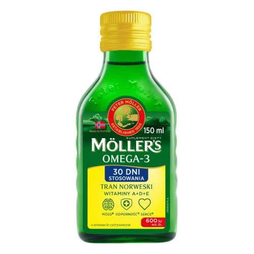 Mollers Omega-3 Tran Norvegian aromă de lămâie, 150 ml