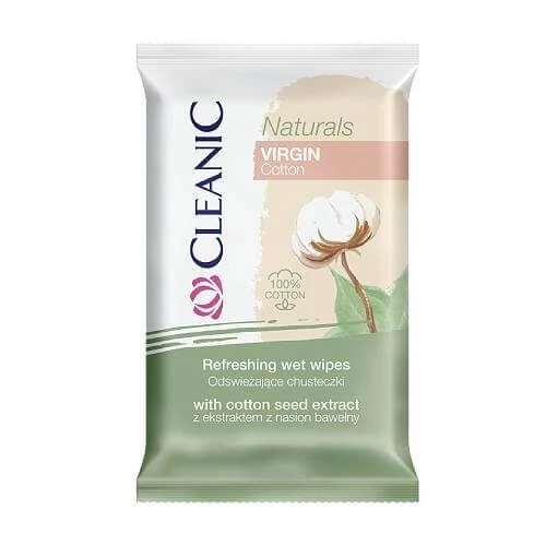 Cleanic Naturals Șervețele răcoritoare din bumbac virgin, 15 buc