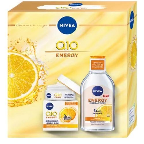 NIVEA Q10 Enegry Cremă de zi antirid, 50ml + Loțiune micelară, 400ml
