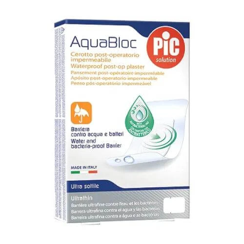 PIC AquaBloc Tencuială antibacteriană postoperatorie 10x8cm, 5 buc