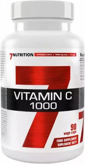 7Nutrition Vitamin C 1000 Vitamina pentru Întărirea Sistemului Imunitar, Pielea & Acțiune Antioxidantă 90 capsule veget