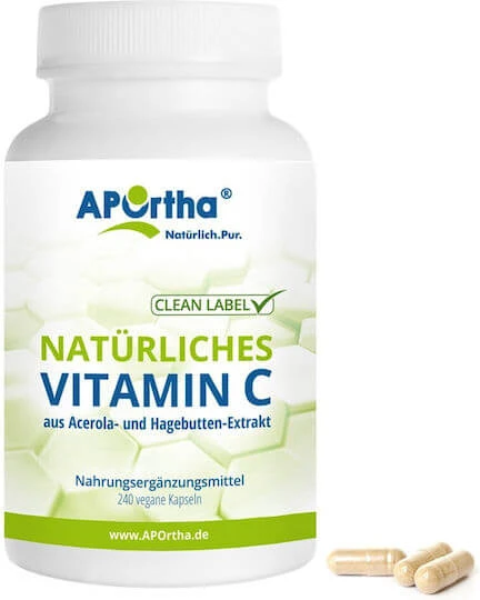 Aportha Vitamina C pentru Întărirea Sistemului Imunitar, Pielea & Acțiune Antioxidantă 240 capace