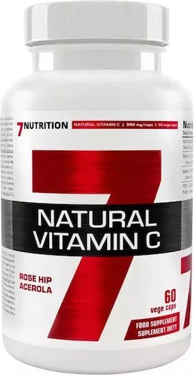 7Nutrition Natural Vitamin C Vitamina Trandafirul de trandafir Acerola pentru Întărirea Sistemului Imunitar, Pielea & Acțiune Antioxidantă 60 capsule veget