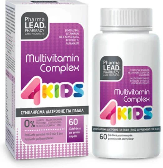 Pharmalead 4Kids Multivitamină pentru Energie, Întărirea Sistemului Imunitar & Sănătatea Oaselor Cireș 60 bomboane de jeleu