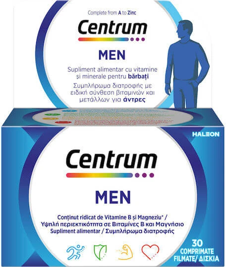 Centrum Men Multivitamină Special creată pentru bărbat pentru Energie & Întărirea Sistemului Imunitar 30 Tablete