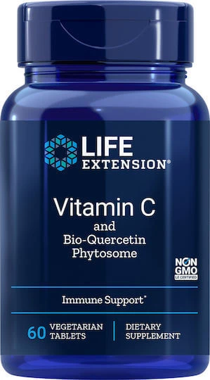 Life Extension Vitamin C & Bio-Quercetin Phytosome Vitamina pentru Întărirea Sistemului Imunitar, Pielea & Acțiune Antioxidantă 1000mg 60 capsule veget