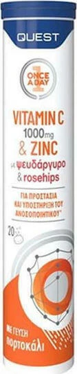Quest Vitamin C 1000mg & Zinc Multivitamină pentru Energie & Întărirea Sistemului Imunitar 1000mg Portocaliu 20 file de ef