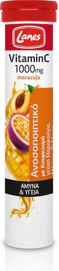 Lanes Vitamin C Eff Vitamina pentru Întărirea Sistemului Imunitar, Pielea & Acțiune Antioxidantă 1000mg Fructul pasiunii 20 file de ef