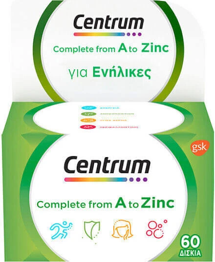 Centrum Complete A-Zinc Multivitamină pentru Energie & Pielea Multivitamine 60 Tablete