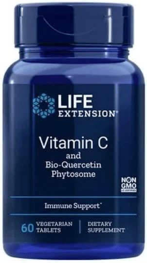 Life Extension Vitamin C & Bio-Quercetin Phytosome Vitamina pentru Întărirea Sistemului Imunitar, Pielea & Acțiune Antioxidantă 1000mg Fitosomal 60 Tablete