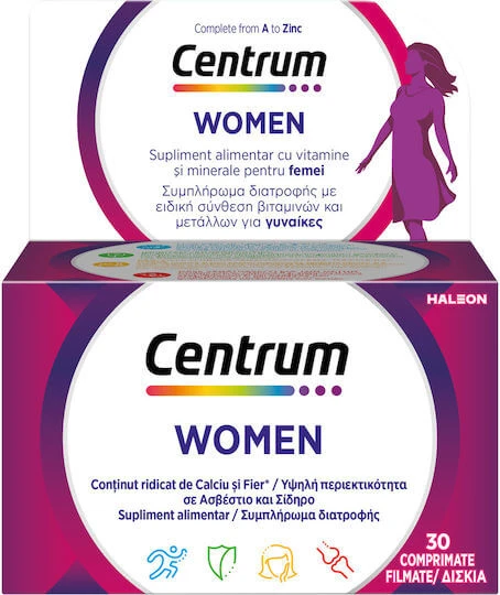 Centrum Women Multivitamină Special creată pentru femeie pentru Energie & Întărirea Sistemului Imunitar 30 Tablete