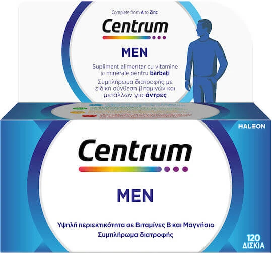 Centrum Men Multivitamină Special conceput pentru bărbați pentru până la patru luni de suport nutrițional Elderberry 4 x 30 tablete