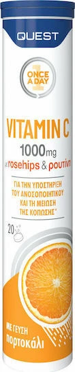 Quest Vitamin C Vitamina pentru Întărirea Sistemului Imunitar, Pielea & Acțiune Antioxidantă 1000mg Portocaliu 20 file de ef