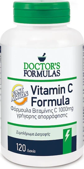 Doctor's Formulas Vitamin C Fast Action 1000mg Vitamina pentru Întărirea Sistemului Imunitar, Pielea & Acțiune Antioxidantă 1000mg 120 Tablete