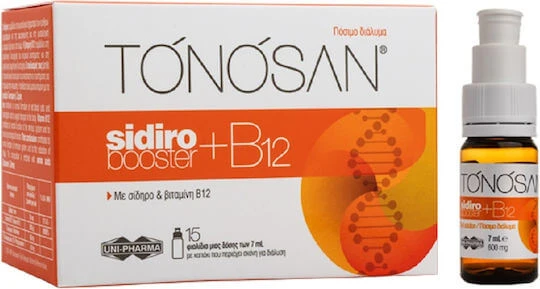 UNI-PHARMA Tonosan Sidirobooster + B12 Vitamina pentru Sănătatea Sistemului Nervos 15 x 10ml