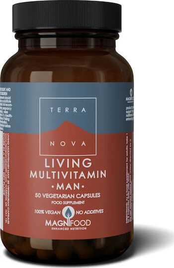 TerraNova Living Multivitamin Man Multivitamină pentru Energie, Întărirea Sistemului Imunitar & Părul 50 capsule veget